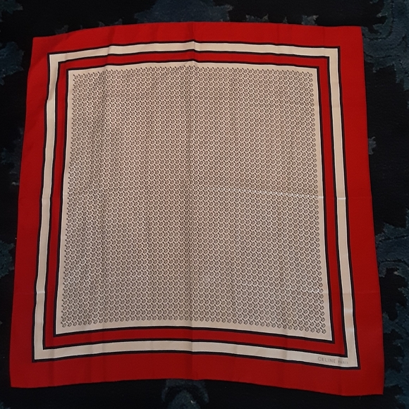 Celine Red and White Patterned Scarf - Picture 1 of 3